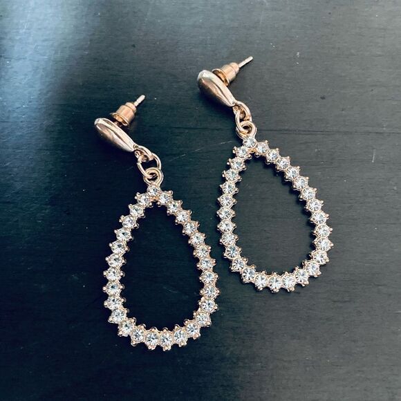 NWT 3-pair Gold Crystal Jeweled Earrings Lot - Picture 2 of 7